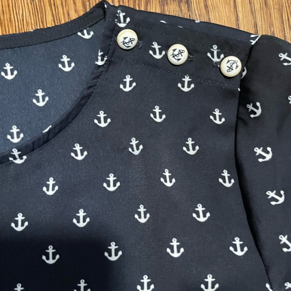 Cynthia Rowley Anchor Blouse Navy, Size small